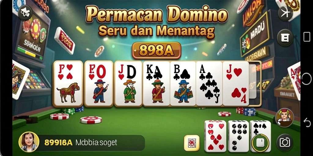 Screenshot utama 898A menampilkan gameplay seru permainan Domino.
