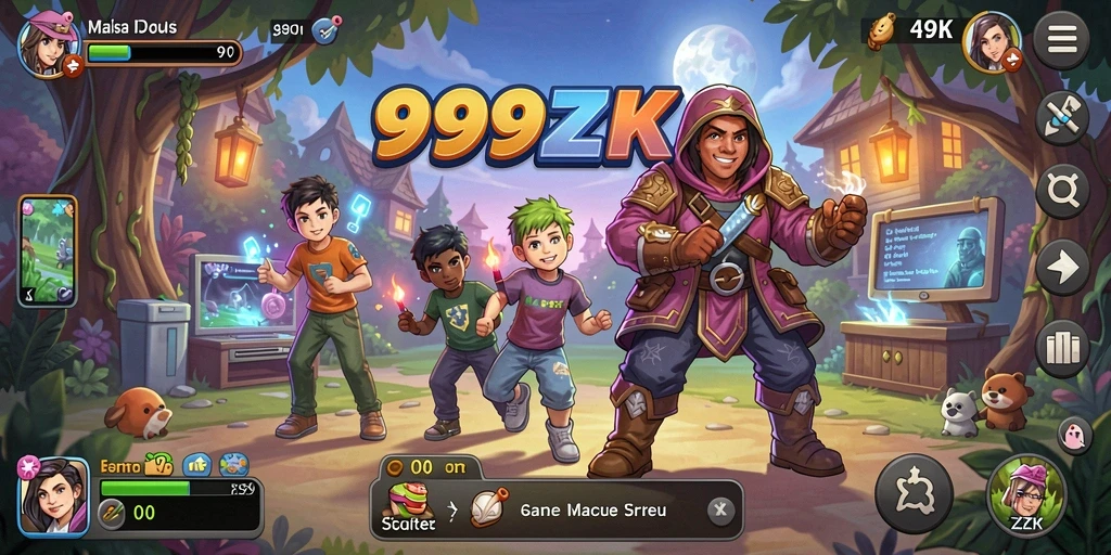 Screenshot gameplay 999ZK yang menampilkan karakter bekerja dengan otomatis.