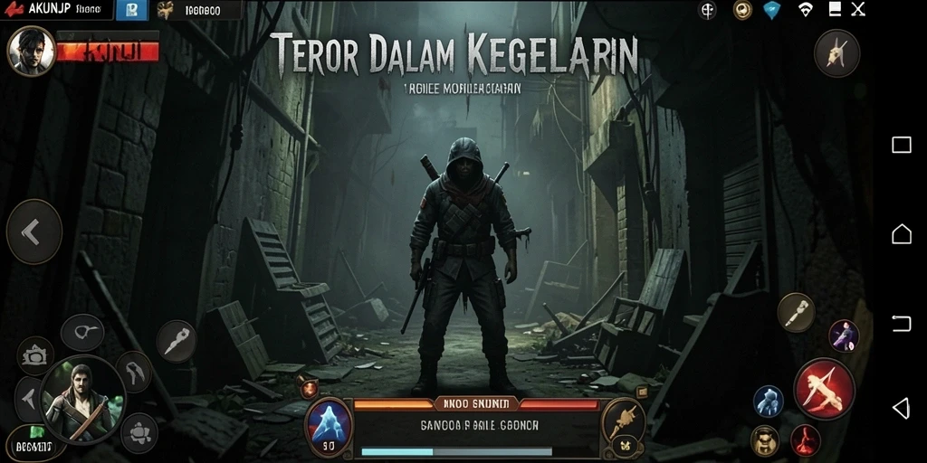 Tangkapan layar gameplay AKUNJP menunjukkan ketegangan yang mencekam.