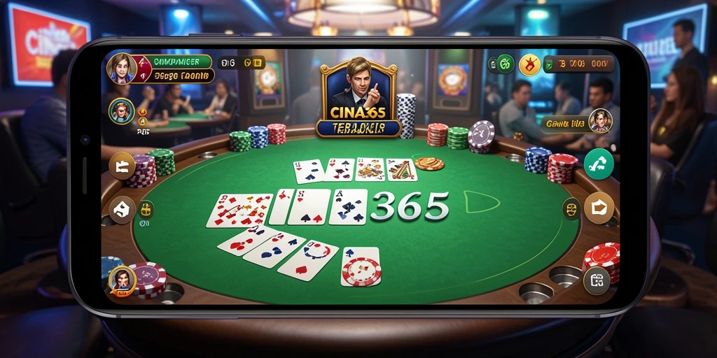Tampilan menarik dari gameplay poker CINA365 dengan suasana kompetitif.
