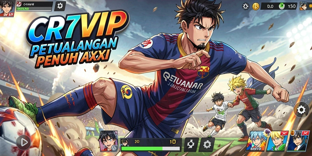 Tampilan gameplay CR7VIP yang menakjubkan dengan karakter anime yang dinamis.