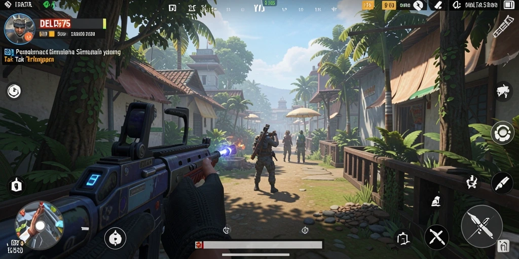 Tampilan gameplay DELTA575 dengan nuansa simulasi yang menarik.