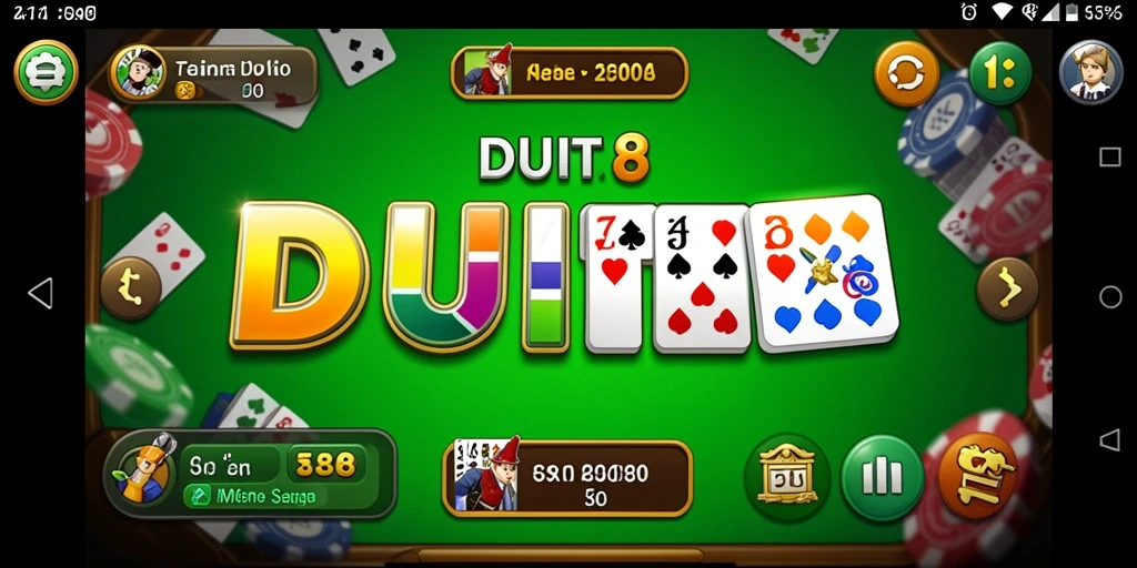 Tampilan gameplay seru dalam permainan Domino DUIT8.