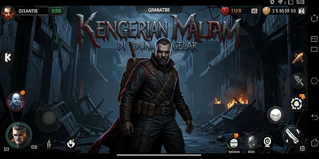 Tampilan gameplay GRANAT88 yang mencekam dengan kegelapan dan makhluk menyeramkan.