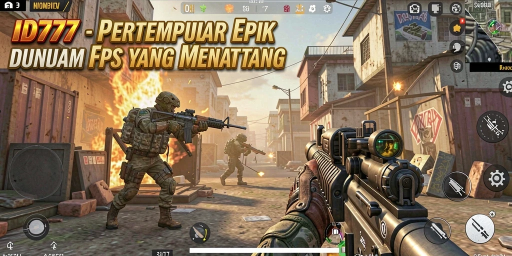 Gameplay mendebarkan dalam aksi FPS yang intens.