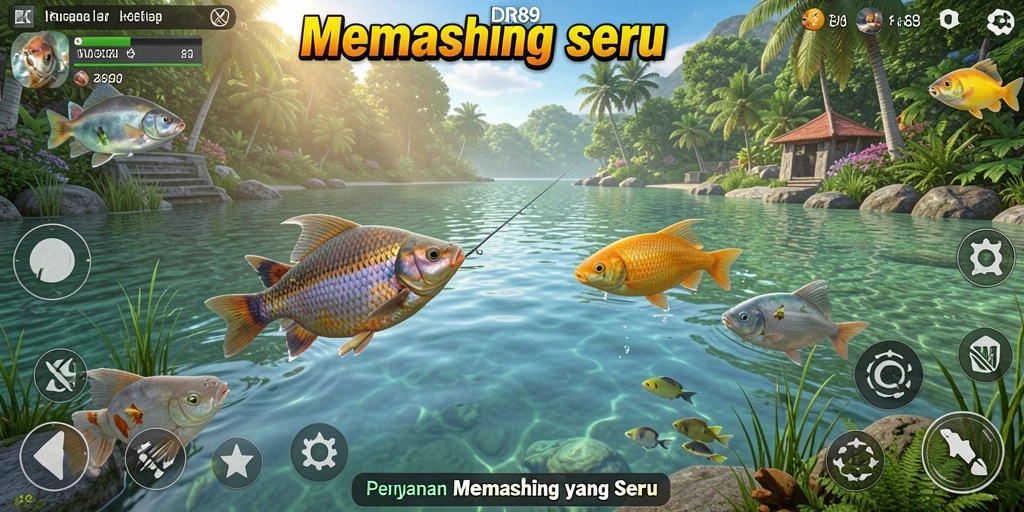 Tampilan gameplay seru di <strong>IDR89</strong> dengan berbagai aktivitas memancing.
