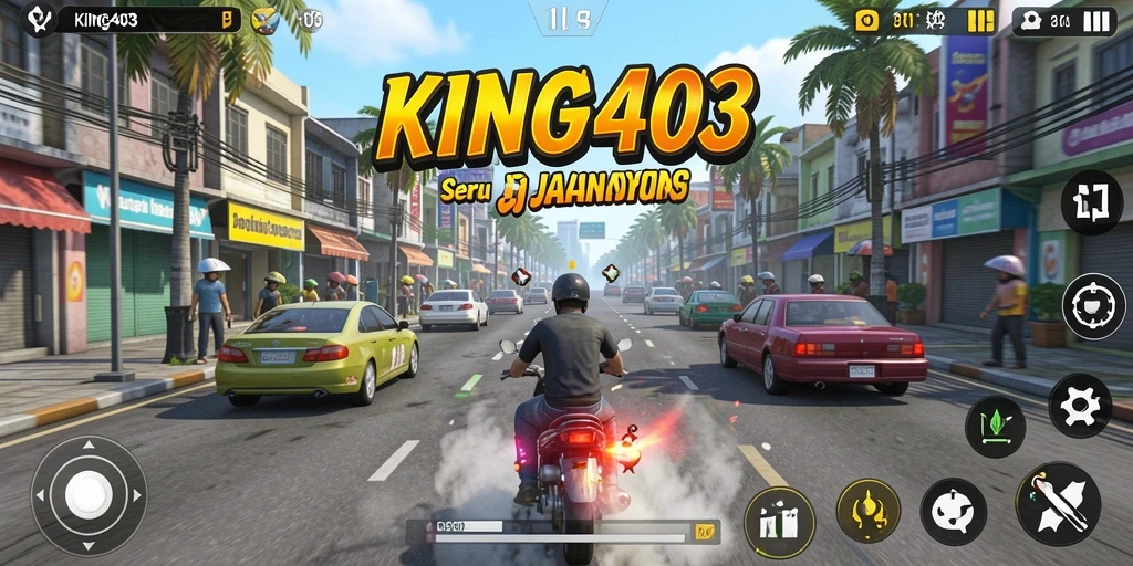 Tampilan screenshot menunjukkan aksi balapan yang mendebarkan di KING403.