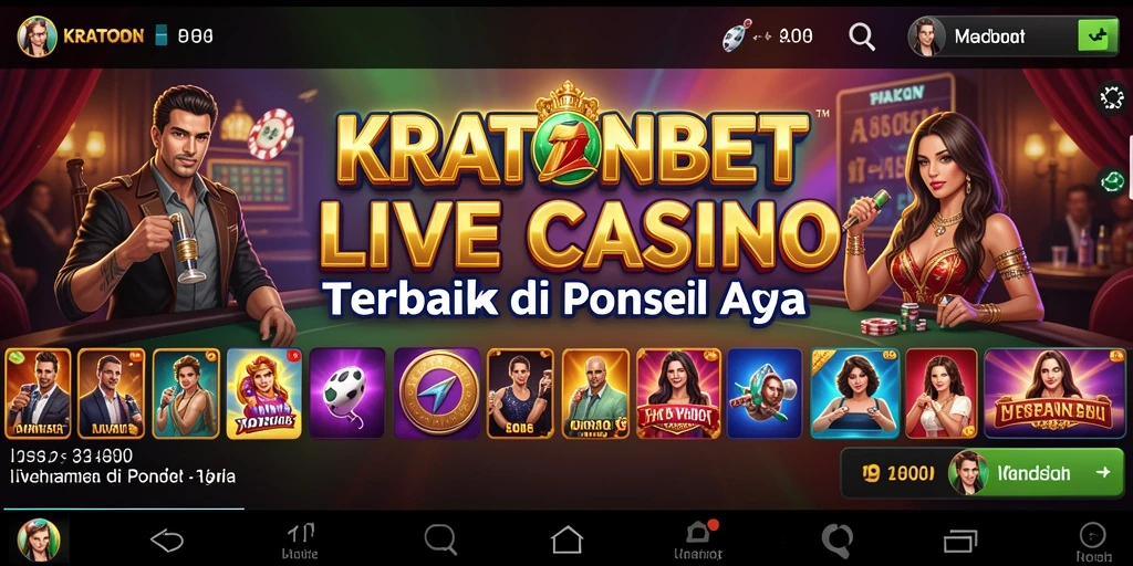 Screenshot utama KRATONBET menampilkan dealer langsung dalam permainan kasino.