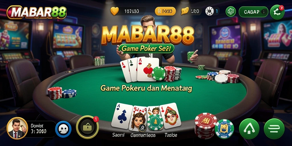 Tampilan gameplay seru MABAR88 dalam permainan Poker.