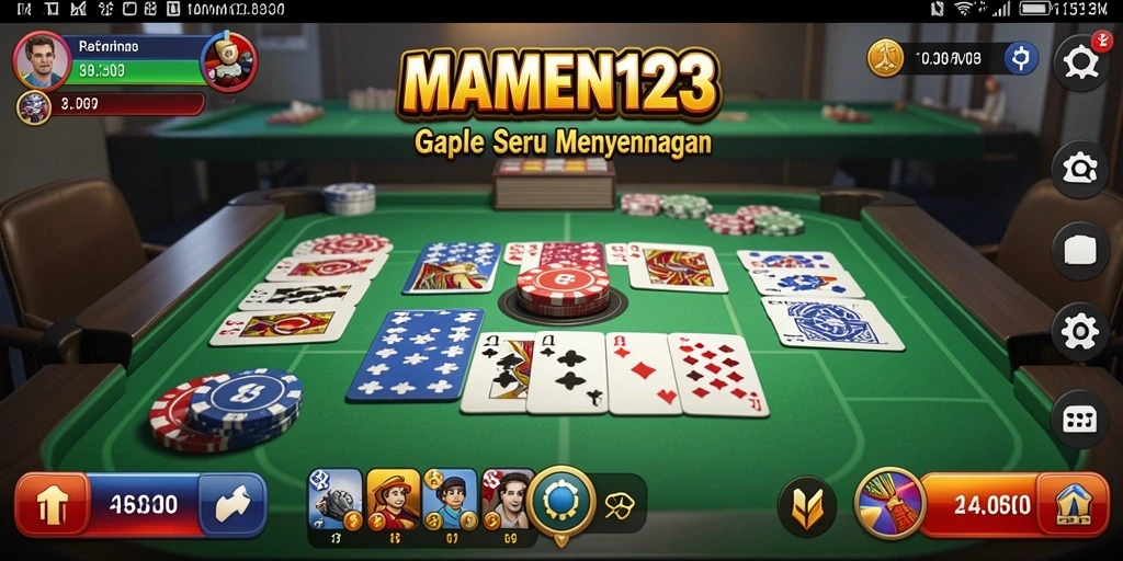 Screenshot gameplay seru dari MAMEN123 yang menggambarkan aksi Gaple.