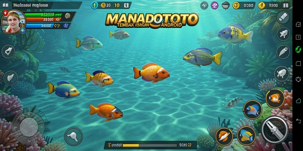 Gameplay seru dalam MANADOTOTO dengan grafis menakjubkan dan aksi menembak ikan.