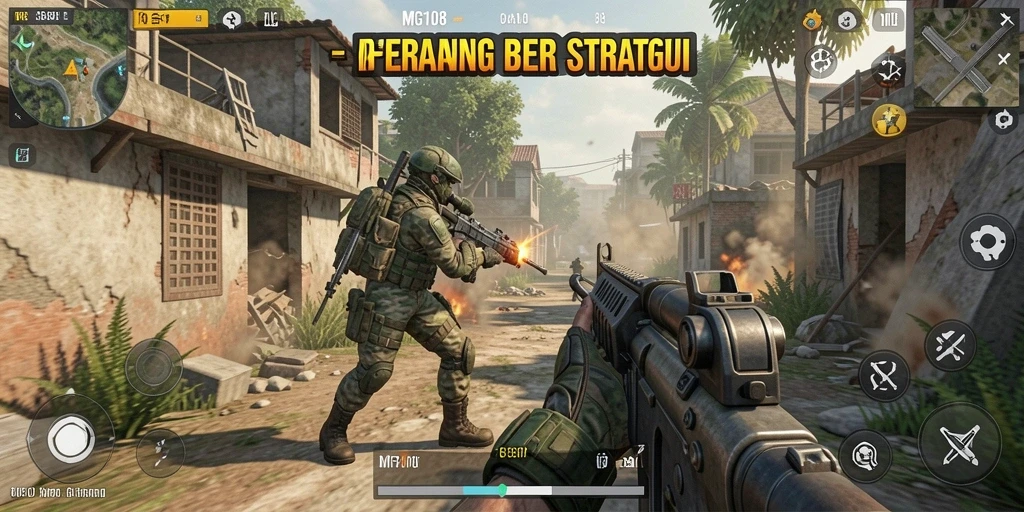 Tampilan gameplay seru dari MG108 menunjukkan pertempuran dinamis dalam TPS.