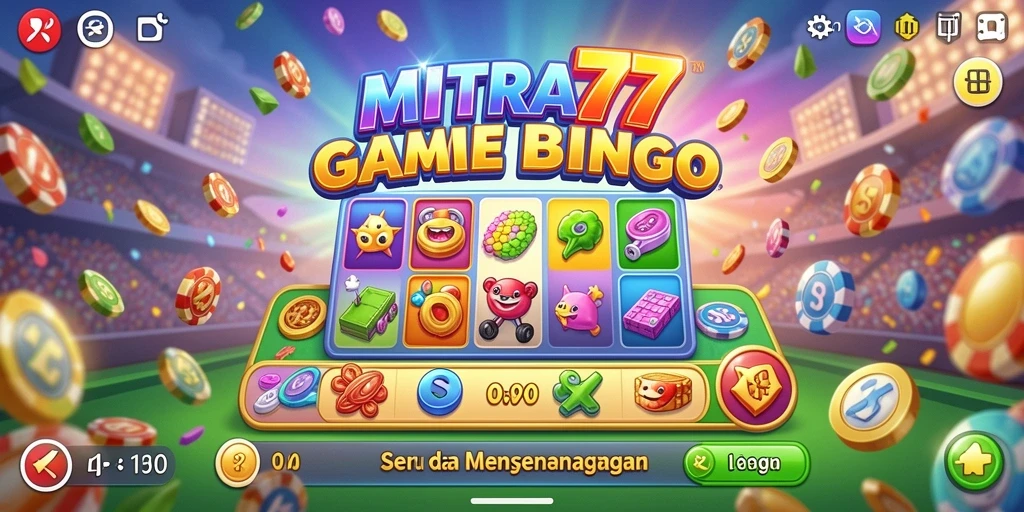 Tampilan utama dari gameplay Bingo MITRA77 yang menarik.