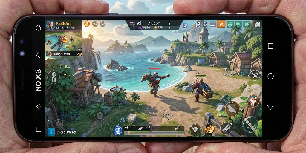 Tampilan gameplay NOX123 yang menakjubkan di dunia terbuka.