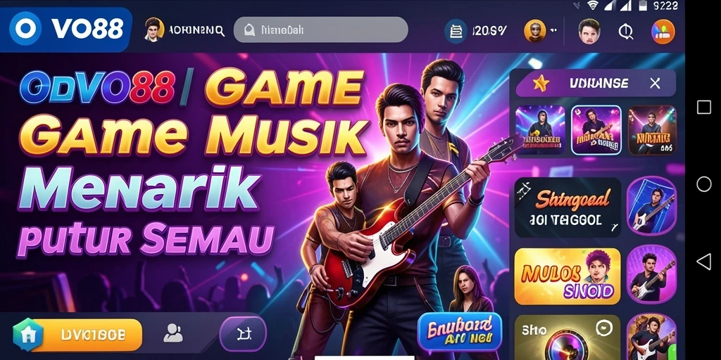 Layar gameplay OVO88 dengan tantangan musik yang interaktif.