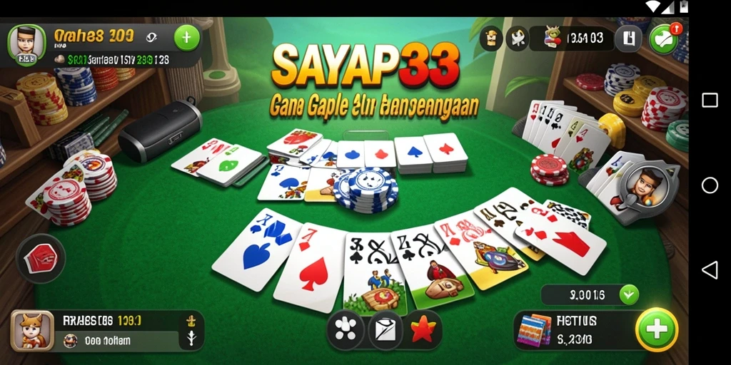 Tampilan screenshot utama SAYAP33 dengan gameplay Gaple yang menarik.