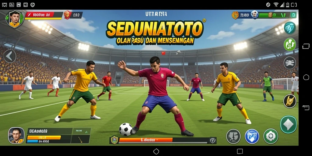 Tampilan gameplay SEDUNIATOTO yang menampilkan pemain beraksi di lapangan.