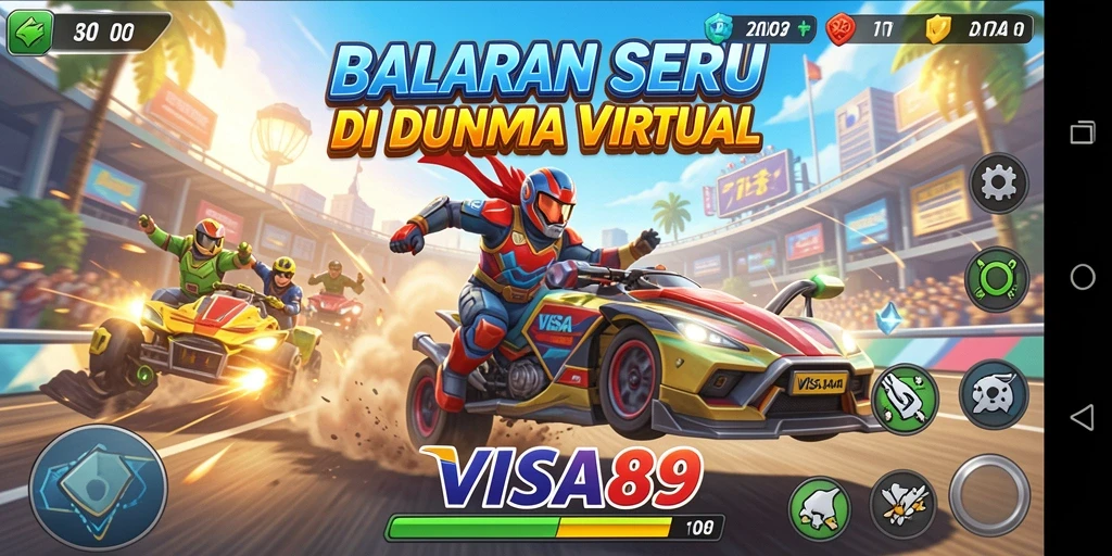 Tangkapan layar gameplay dari balapan mendebarkan di VISA89.